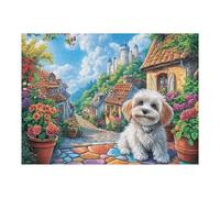 500 Piece Jigsaw Puzzle for Adults Bichon Frise Spring Flower Field 500 PCS 52×38cm Christmas Ideal for Indoor Activities Rainy Days Weekends Family Time Together Fun Hobby