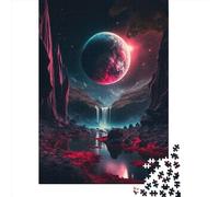 500 Piece Jigsaw Puzzle for Adults Blood Moon Rising Puzzles 500 Pieces Wooden Board Jigsaw- Relax Puzzles Games-Brain Teaser Puzzle 500pcs (52x38cm)