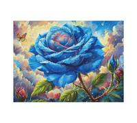 500 Piece Jigsaw Puzzle for Adults Blue Rose Flower Field 500 PCS 52×38cm Relaxing Hobby Puzzle Great for Daily Leisure Time Reduce Stress Improve Mood Daily Gift