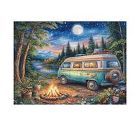 500 Piece Jigsaw Puzzle for Adults Camper Van Campfire Camping 52×38cm Collectible Art Puzzle Great for Hobbyists Long Lasting Durable Premium Material Gift
