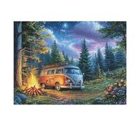 500 Piece Jigsaw Puzzle for Adults Camper Van Forest Night Camping 500 PCS 52×38cm High Difficulty Puzzle for Advanced Players Great for Skill Training Challenge Yourself Gift