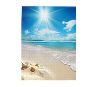 500 Piece Jigsaw Puzzle for Adults Challenging Puzzle for Game Nights Bright Sunshine Summer Beach Wooden Puzzle Personalized Custom Wood Puzzle for Family Picture Puzzles Finished Size 15"x20.4"