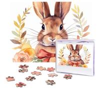 500 Piece Jigsaw Puzzle for Adults Challenging Puzzle for Game Nights Bunny Rosette Wooden Puzzle Personalized Custom Wood Puzzle for Family Picture Puzzle Finished Size 15"x20.4"