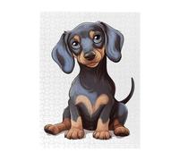 500 Piece Jigsaw Puzzle for Adults Challenging Puzzle for Game Nights Cute Dachshund Wooden Puzzle Personalized Custom Wood Puzzle for Family Picture Puzzles Finished Size 15"x20.4"