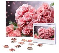 500 Piece Jigsaw Puzzle for Adults Challenging Puzzle for Game Nights Heart Roses Wooden Puzzle Personalized Custom Wood Puzzle for Family Picture Puzzle Finished Size 15"x20.4"