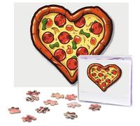 500 Piece Jigsaw Puzzle for Adults Challenging Puzzle for Game Nights I Love Pizza Heart Wooden Puzzle Personalized Custom Wood Puzzle for Family Picture Puzzle Finished Size 15"x20.4"