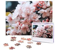 500 Piece Jigsaw Puzzle for Adults Challenging Puzzle for Game Nights Pink White Flowers Wooden Puzzle Personalized Custom Wood Puzzle for Family Picture Puzzle Finished Size 15"x20.4"