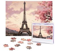 500 Piece Jigsaw Puzzle for Adults Challenging Puzzle for Game Nights Romantic Paris Tower Wooden Puzzle Personalized Custom Wood Puzzle for Family Picture Puzzle Finished Size 15"x20.4"