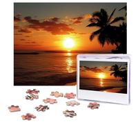 500 Piece Jigsaw Puzzle for Adults Challenging Puzzle for Game Nights Sea Tropical Island Palm Tree Wooden Puzzle Personalized Custom Wood Puzzle for Family Picture Puzzle Finished Size 15"x20.4"