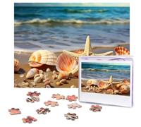 500 Piece Jigsaw Puzzle for Adults Challenging Puzzle for Game Nights Seashells on The Sandy Beach Wooden Puzzle Personalized Custom Wood Puzzle for Family Picture Puzzle Finished Size 15"x20.4"