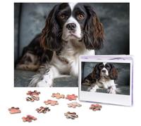 500 Piece Jigsaw Puzzle for Adults Challenging Puzzle for Game Nights Spaniel On The Sofa Wooden Puzzle Personalized Custom Wood Puzzle for Family Picture Puzzle Finished Size 15"x20.4"