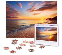 500 Piece Jigsaw Puzzle for Adults Challenging Puzzle for Game Nights Wooden Puzzle Personalized Custom Wood-Puzzles for Family Tropical Sunrise Picture Puzzles Finished Size 20.4"x15"