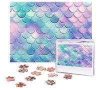500 Piece Jigsaw Puzzle for Adults Challenging Puzzle for Game Nights Wooden Puzzle Personalized Custom Wood-Puzzles for Family Mermaid Scales Picture Puzzles Finished Size 20.4"x15"