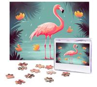500 Piece Jigsaw Puzzle for Adults Challenging Puzzle for Game Nights Wooden Puzzle Personalized Custom Wood-Puzzles for Family Flamingo Picture Puzzles Finished Size 20.4"x15"