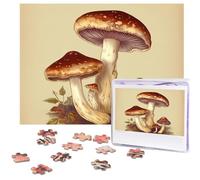 500 Piece Jigsaw Puzzle for Adults Challenging Puzzle for Game Nights Wooden Puzzle Personalized Custom Wood-Puzzles for Family Vintage Edible Mushrooms Picture Puzzles Finished Size 20.4"x15"