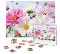 500 Piece Jigsaw Puzzle for Adults Challenging Puzzle for Game Nights Wooden Puzzle Personalized Custom Wood-Puzzles for Family Pink and White Flowers Picture Puzzles Finished Size 20.4"x15"