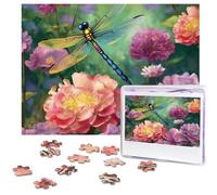 500 Piece Jigsaw Puzzle for Adults Challenging Puzzle for Game Nights Wooden Puzzle Personalized Custom Wood-Puzzles for Family Dragonfly Garden Spring Picture Puzzles Finished Size 20.4"x15"