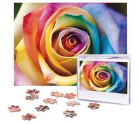 500 Piece Jigsaw Puzzle for Adults Challenging Puzzle for Game Nights Wooden Puzzle Personalized Custom Wood-Puzzles for Family Rainbow Rose Flower Picture Puzzles Finished Size 20.4"x15"