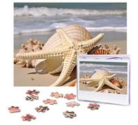 500 Piece Jigsaw Puzzle for Adults Challenging Puzzle for Game Nights Wooden Puzzle Personalized Custom Wood-Puzzles for Family Large Seashell Starfish Picture Puzzles Finished Size 20.4"x15"