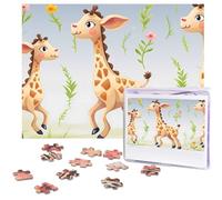 500 Piece Jigsaw Puzzle for Adults Challenging Puzzle for Game Nights Wooden Puzzle Personalized Custom Wood-Puzzles for Family Cute Giraffe Picture Puzzles Finished Size 20.4"x15"