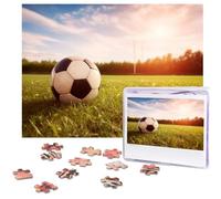 500 Piece Jigsaw Puzzle for Adults Challenging Puzzle for Game Nights Wooden Puzzle Personalized Custom Wood-Puzzles for Family Soccer Ball on a Field Picture Puzzles Finished Size 20.4"x15"