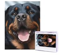 500 Piece Jigsaw Puzzle for Adults Challenging Puzzle Rottweiler dogs tongue head Photo Puzzle Gifts Family Puzzle Toys Wooden Puzzle Personalized Picture Puzzle 52 x 38 CM