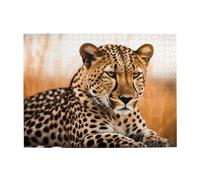 500 Piece Jigsaw Puzzle for Adults Challenging Puzzles for Game Nights Cheetah Waiting Wooden Puzzle Personalized Custom Wood Puzzles for Family Picturepuzzle Finished Size 20.4"x15"