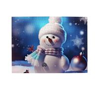 500 Piece Jigsaw Puzzle for Adults Challenging Puzzles for Game Nights Merry Christmas Snowman Wooden Puzzle Personalized Custom Wood Puzzles for Family Picturepuzzle Finished Size 20.4"x15"
