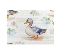 500 Piece Jigsaw Puzzle for Adults Challenging Puzzles for Game Nights Watercolor Duck Wooden Puzzle Personalized Custom Wood Puzzles for Family Picturepuzzle Finished Size 20.4"x15"
