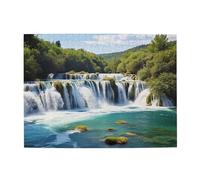 500 Piece Jigsaw Puzzle for Adults Challenging Puzzles for Game Nights Waterfalls on Krka River Wooden Puzzle Personalized Custom Wood Puzzles for Family Picturepuzzle Finished Size 20.4"x15"