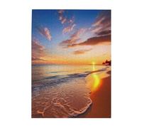 500 Piece Jigsaw Puzzle for Adults Challenging Puzzles for Game Nights Wooden Puzzle Personalized Custom Woodpuzzles for Family Tropical Sunrise Picture Puzzles Finished Size 20.4"x15"