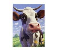 500 Piece Jigsaw Puzzle for Adults Challenging Puzzles for Game Nights Wooden Puzzle Personalized Custom Woodpuzzles for Family Cute Cow Picture Puzzles Finished Size 20.4"x15"