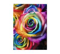 500 Piece Jigsaw Puzzle for Adults Challenging Puzzles for Game Nights Wooden Puzzle Personalized Custom Woodpuzzles for Family Rainbow Rose Picture Puzzles Finished Size 20.4"x15"