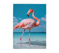 500 Piece Jigsaw Puzzle for Adults Challenging Puzzles for Game Nights Wooden Puzzle Personalized Custom Woodpuzzles for Family Flamingo in Water Picture Puzzles Finished Size 20.4"x15"