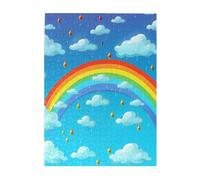 500 Piece Jigsaw Puzzle for Adults Challenging Puzzles for Game Nights Wooden Puzzle Personalized Custom Woodpuzzles for Family Rainbow Clouds Raindrop Picture Puzzles Finished Size 20.4"x15"
