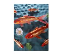 500 Piece Jigsaw Puzzle for Adults Challenging Puzzles for Game Nights Wooden Puzzle Personalized Custom Woodpuzzles for Family Japanese Red carp Picture Puzzles Finished Size 20.4"x15"