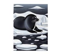 500 Piece Jigsaw Puzzle for Adults Challenging Puzzles for Game Nights Wooden Puzzle Personalized Custom Woodpuzzles for Family Seals on ice Picture Puzzles Finished Size 20.4"x15"