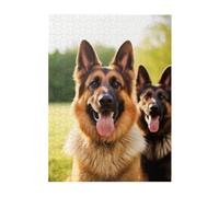 500 Piece Jigsaw Puzzle for Adults Challenging Puzzles for Game Nights Wooden Puzzle Personalized Custom Woodpuzzles for Family Happy German Shepherd Picture Puzzles Finished Size 20.4"x15"