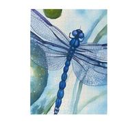500 Piece Jigsaw Puzzle for Adults Challenging Puzzles for Game Nights Wooden Puzzle Personalized Custom Woodpuzzles for Family Hand Painted Blue Dragonfly Picture Puzzles Finished Size 20.4"x15"