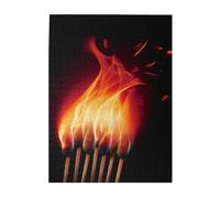 500 Piece Jigsaw Puzzle for Adults Challenging Puzzles for Game Nights Wooden Puzzle Personalized Custom Woodpuzzles for Family Flames Matches Picture Puzzles Finished Size 20.4"x15"
