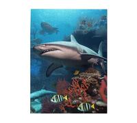 500 Piece Jigsaw Puzzle for Adults Challenging Puzzles for Game Nights Wooden Puzzle Personalized Custom Woodpuzzles for Family Submarine Shark Coral Picture Puzzles Finished Size 20.4"x15"