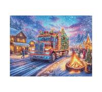 500 Piece Jigsaw Puzzle for Adults Christmas Bus Snowy 52×38cm Stress Relief Anxiety Reduction Puzzle Perfect for Office Workers Daily Unwind After Long Work Hours