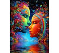 500 Piece Jigsaw Puzzle for Adults - Colorful Abstract Art Faces Puzzle Psychedelic Fantasy Artwork Challenging 500pcs Adult Puzzles Vibrant Mandala Surreal Wall Decor Gift (Faces)
