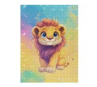 500 Piece Jigsaw Puzzle for Adults, Cute Cartoon Lion Cub Illustration