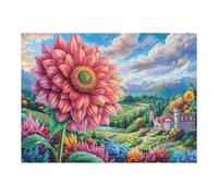 500 Piece Jigsaw Puzzle for Adults Dahlia Flower Field 500 PCS 52×38cm Valentine's Day Gift for Couple Fun Bonding Activity Smooth Assembly Leisure Time Together