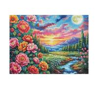 500 Piece Jigsaw Puzzle for Adults Dahlia Flower Field Sunset 52×38cm House Warming Gift for New Homeowners Elegant Wall Decor Easy to Frame Display Gift