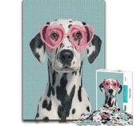 500 Piece Jigsaw Puzzle for Adults, Dalmatian Dog Wearing Heart Sunglasses