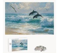 500 Piece Jigsaw Puzzle for Adults, Dolphin & Bird Premium Wooden Puzzles with Poster, Classic Cut, Interlocking Pieces for Home Decor & Mindfulness 20 x 15 in - Aged 14+ Only (Not a Toy) P3#478