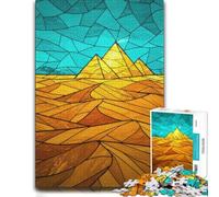 500 Piece Jigsaw Puzzle for Adults, Egyptian Pyramids Stained Glass Art