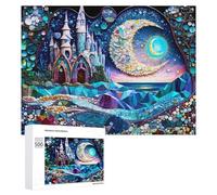500 Piece Jigsaw Puzzle for Adults, Fantasy Castle Under the Moonlit Sky